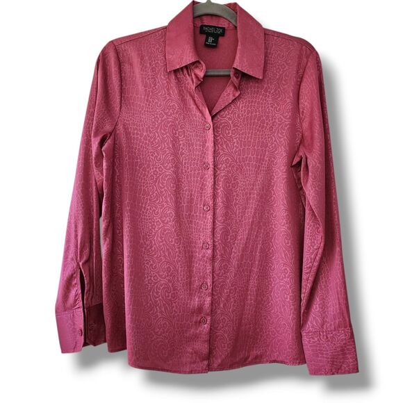 Rachel Zoe Silky Satin Blouse Size M Floral Button Down New - Picture 1 of 8